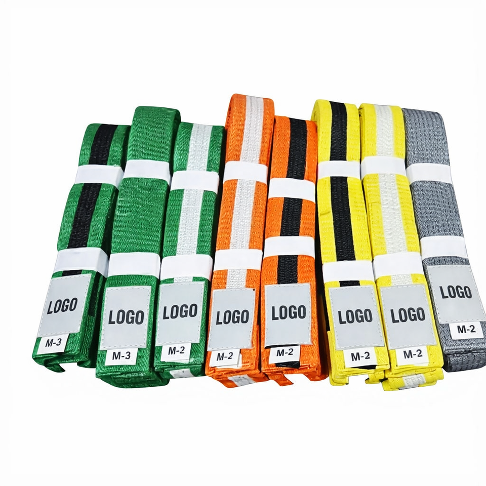 Kids BJJ Belts 100% Cotton custom logo Brazilian Jiu Jitsu Gi belts Custom Logo Adult and kids Size on bjj belts