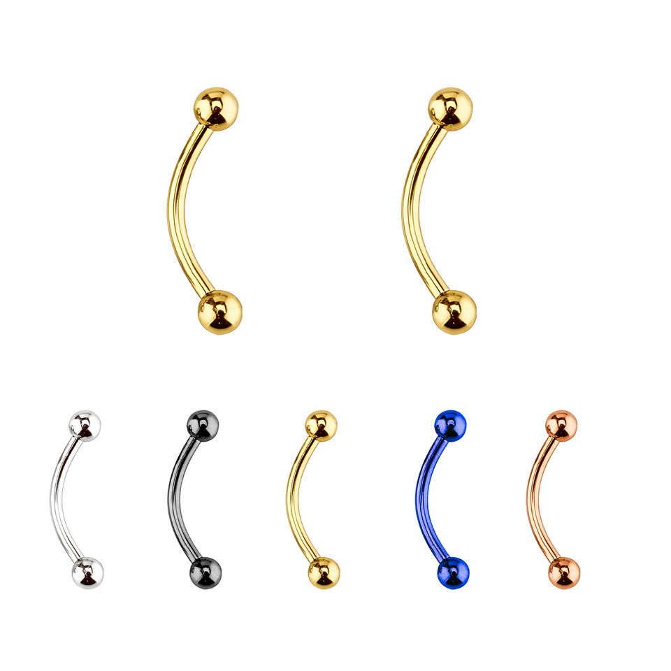 Stainless Steel Eyebrow Piercing Stud Daith Lip Ring External Thread Curved Eyebrow Round Ball Body Piercing Jewelry