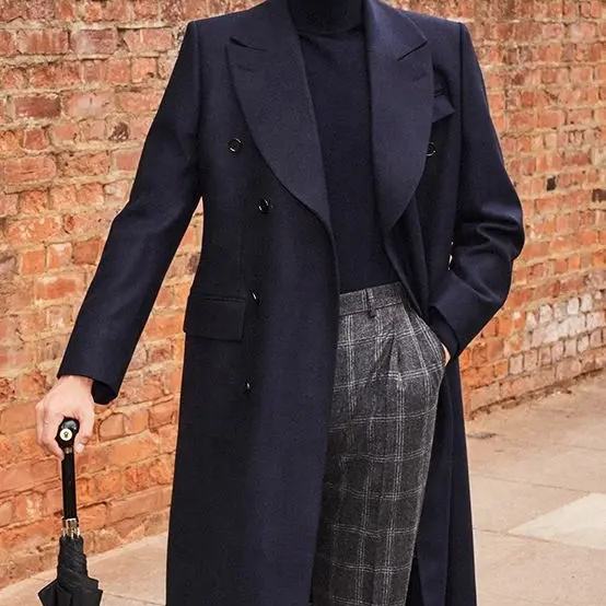 Men Black Overcoat Fashionable Plus Size Men's Winter Coats High Quality Casual Men's Oversize Midi Length Jackets Coats