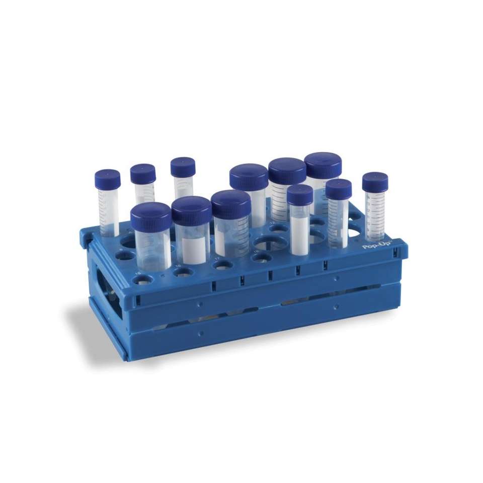 Durable PP Material Blue Pop-Up Rack for Test Tubes for 21x 15mL & 12x 50mL
