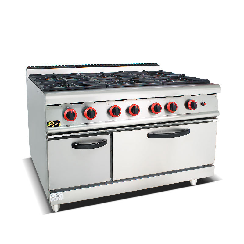 Standard 6 burner Delicate Bochange BGH-997A 6-Burner Stainless Steel Gas Stove with Oven 32.1KW Made in Guangdong