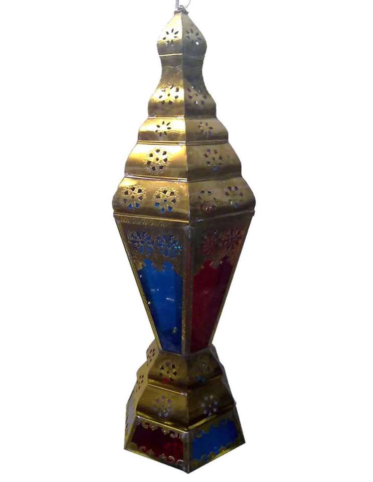 RE8 Beautiful Tall Egyptian Ramadan Tin LED Lantern for Decoration