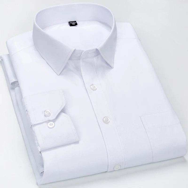 Plus Size Men's Long Sleeved Dress Shirt Slim Fit Striped Sizes 8XL Turn-Down Collar Single Breasted for Work Casual Business