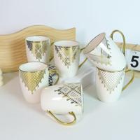 Wholesale  Ceramic Coffee Mug Gift Mug  Cup with Gold Handle Ceramic Mug with Gold Design