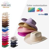 2026 Shinehats OEM Wholesale Vintage Custom Cowgirl Handmade Belt 100% Wool Wide Brim Cowboy Panama Wool Women Fedora Felt Hat