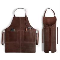 Premium Vintage Waterproof Leather Apron – Custom Logo Oilproof Work Apron with Multiple Pockets