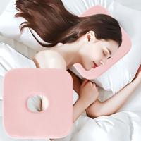 Side Sleeper O-shaped Ear Pillow with Memory Foam Knitted Relieves Ear Pain and Pressure Sores Portable for Bed Cars Office Use