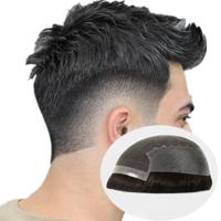Real Invisible Front Hairline Lace Closure Prosthesis Hair Patch System for Men Hand Tied Human Hair Prosthesis Natural Hairline