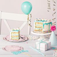 Outstanding Quality First Graded Rounded Plates Scalloped Edges Pink Gold Glitter Rim Party Paper Tableware Set