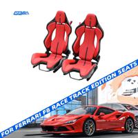 Carbon Fiber Headrest With Prancing Horse Embroidery Wrapping High Strength Racing Seats For Ferrari F8