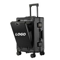 Front-Opening Aluminum Frame Luggage with Side Latch, Large Capacity Spinner Suitcase, TSA Lock, Hard Shell Carry On/Checked