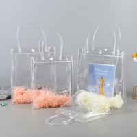 Custom Clear PVC Zipper Bag Hot Stamping Recyclable Environment Friendly Promotional Gift Shopping Bag Handles Supermarket