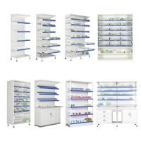Western Medicine Cabinet Hospital Clinic Dispensing Pharmacy Display Stand Double-Sided Adjustable Cold-Rolled Steel Light-Duty