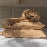 Modern Premium 4-Piece King Size Linen Sheets Set 100% Stone Washed Linen 300TC Silk Home Hotel Bed Woven Solid Pattern