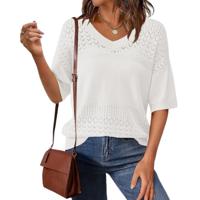Women's Breathable Knitted Casual Shirts Short Length Blouses & Clothing