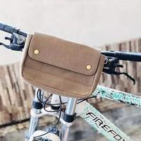 Canvas Leather Bike Handlebar Vintage Bicycle Seat Cycling Bag Panniers Lunch Box Waterproof Mountain Bike Front Bag