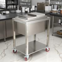 T2G Silver Stainless Steel Outdoor Stand up Ice Bin Chest on Wheels Trolley Cart