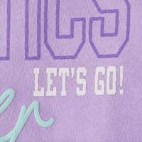 Forever Puff Print Graphic Tee for Girls Gymnastics Clothing in Purple Color