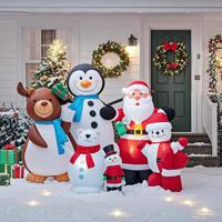 Santa Claus Outdoor Inflatable Christmas Decoration with Gift Box Screen Type Blower Accessory Other Christmas Decorations