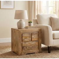 Modern Three-Drawers Solid Wood Easy Clean BedSide Table Nightstand for Living Room Hotel Bedroom Dining Application