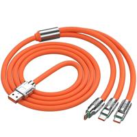 Popular 1m 2m 3-in-1 with 60W/120W Silicone Zinc Alloy Fast Charging Multi Cable for Mobile Phone