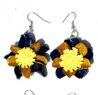Handcrafted Peruvian Ethnic Fashion Jewelry for Women Colorful Flower Style Leather Drop Earrings Handmade Costume Designs Gift