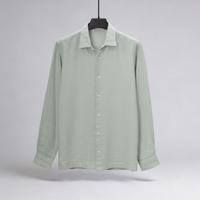 High Class Men’s Light Moss Green Casual Long Sleeve Shirt Linen Cotton Blend Bulk