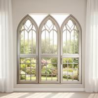 Gothic Arched windows Aluminum-clad Wood Casement Windows with Stainless Steel Screen Horizontal Louver and Low-E Glass