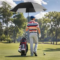 Oversize Double Layer Golf Umbrella Vent 72 Inch Fiber Reinforced Black Fiberglass Frame Customized Color Straight Beach Shade