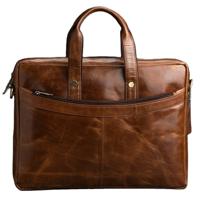 100% Genuine Leather Briefcase Messenger Bag Vintage Soft Waterproof Multi-Size Laptop Bag For Office Daily Uses For Men & Women