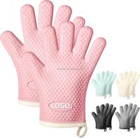 Heat Resistant Silicone Oven Mitts Non Slip Cotton Lining BPA Free Waterproof Gloves for Kitchen Baking Grilling Microwave