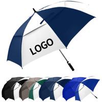 Double layers Golf Umbrella Custom logo OEM ODM Wholesale modern Large fiberglass Custom Golf Umbrella as business gift