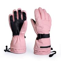 Pink five fingers style Double Layer Ski Gloves Winter Snow Gloves with Waterproof & Wear-Resistant