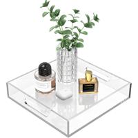 High Quality Acrylic Elegant Commercial Grade Serving Tray Transparent Modern Design Lightweight Durable Handles Eco-Friendly