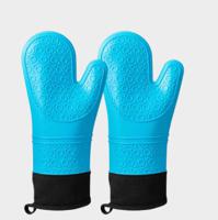 Durable Heat Resistant Silicone Oven Mitts Printed Safety Gloves for Home Grill Cooking and Household for Kitchens