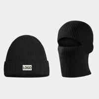 Balaclava White Black Spandex/Polyester Knitted Hat Head and Face Cover Unisex Winter Headgear Warm Ski Mask 48-50cm