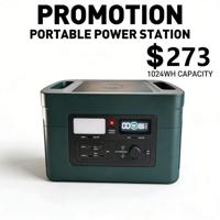 1200W 1024Wh Portable Solar Generator Rechargeable Power Station with LED Emergency Light Qi Wireless Charger for Outdoor RV