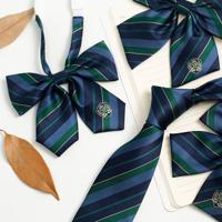 Custom Logo Neck Tie Badge Tie and Bow Tie Polyester Chidren Custom School Logo Necktie with Badge
