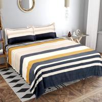 Best Selling King Size Modern Striped Customized Design Organic Cotton All-Season Knitted Comforter Duvet Cover Bed Sheets Set