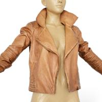 Men's Denim Jacket in Camel Brown with Hood and Pattern Dyed