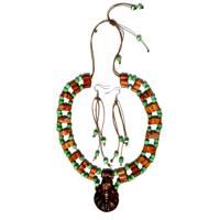 Handmade Natural Clay African Jewelry Set Ethnic Afro Black Culture Art Necklace Earrings Cute Style Alloy from Ecuador Gift