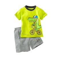 Custom OEM Baby Boy 100% Organic Cotton Casual Summer Printed Short Sleeve T-shirt & Shorts Set