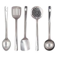 Professional Heavy Gauge Modern Large Spatula Pasta Spoon Set 304 Stainless Steel Kitchen Tools Ladle Skimmer Slott Spoons