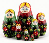 7-Piece Educational Matryoshka Russian Nesting Wooden Stacking Dolls Set with Bright Flower Paintings Model Toy for Ages 8-13