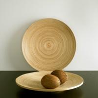 Classic 12 Inch Bamboo Fruit Bowl Large Round Wooden Serving Plate Handcrafted Coffee Table Decor Tray