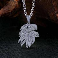 High Quality Moissanite Hiphop 14k Silver Plated Charm Parrot Face Pendant Custom Fine Jewelry