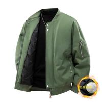Men's Vintage Winter Thick Jackets 9XL Plus Size Solid Color Varsity Baseball Jacket Fashion Casual Coats for Big Size Male