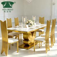 Banquet Hall Cheap Price Elegant Gold Stainless Steel Wedding Table and Chair
